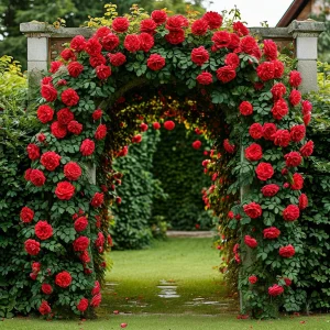 Роза плетистая Алый Триумф купить по цене от 319р. в интернет-магазине «Посадика» с доставкой почтой в в Коврове и по всей России – [изображение №1].